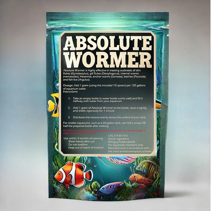Freshwater and Saltwater Fish Powder Medication. with parasites and Flukes. (5G - Treats 600 GALLONS)-PurrikoPets