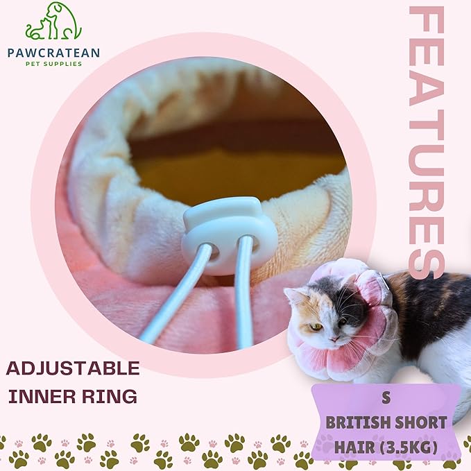 Adjustable Comfy Flower Style Elizabeth Collar for Cats and Puppies Soft Recovery Cone Pet Protective Neck Collar (Pink, Small)-PurrikoPets