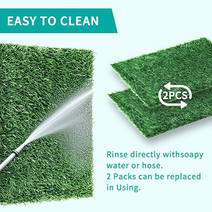 Dog Grass Pad with Tray 30"X20" - Portable Artificial Turf Potty Training Pee Mat for Large or Medium Dogs, Indoor/Outdoor Dog Litter Box for Balcony/Patio, Washable Reusable Fake Grass-PurrikoPets