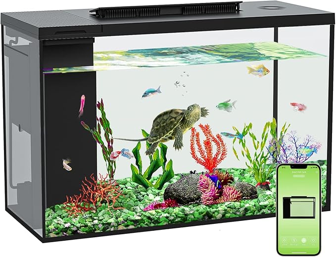 4.5 Gallon Betta Fish Tank self Cleaning, Aquarium kit, Small Fish Tank with Filter Light Water Pump, Fish Tank Starter Kits Fish Bowl-PurrikoPets