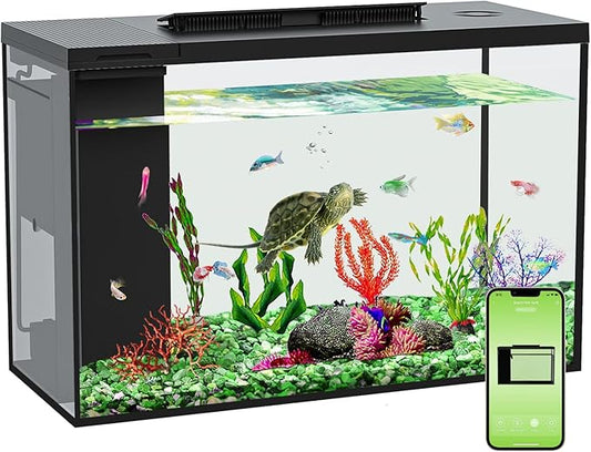 4.5 Gallon Betta Fish Tank self Cleaning, Aquarium kit, Small Fish Tank with Filter Light Water Pump, Fish Tank Starter Kits Fish Bowl-PurrikoPets
