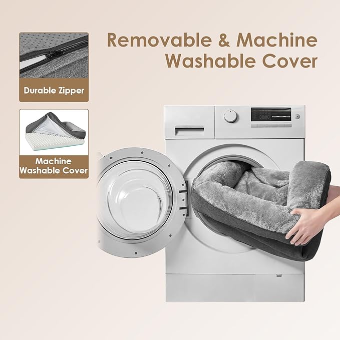 EHEYCIGA Memory Foam Dog Bed for Large Sized, Orthopedic Dog Sofa with Sides and Waterproof Liner, Washable Bolster Pet Couch with Removable Cover, 41x27x7.5 Inch, Grey-PurrikoPets