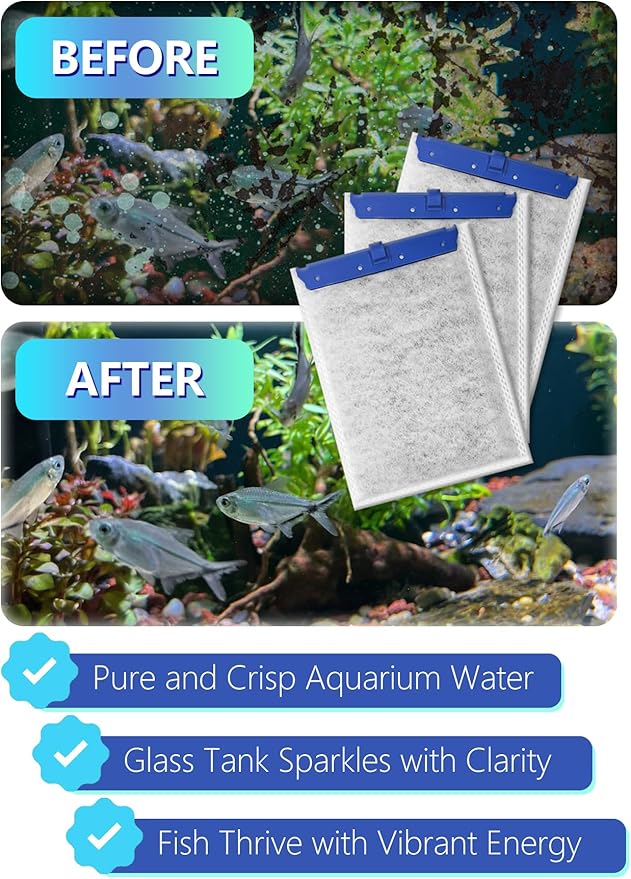 6 Pack Large Fish Tank Filter Cartridges Compatible with Tetra Whisper Bio-Bag Filters, Turtle Tank Filter Replacement for Whisper 20i, 40i / IQ20, 30, 45, 60 / PF20, 30, 40, 60 & ReptoFilter-PurrikoPets