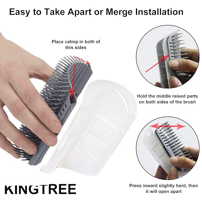 2 PACK Cat Self Grooming Corner Scratcher with Catnip, Massage Comb Brush for Long & Short Fur-PurrikoPets