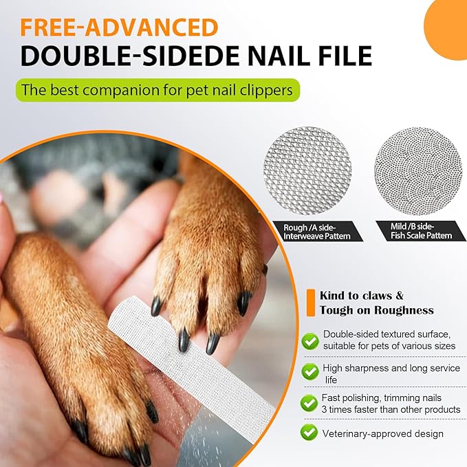 Dog Nail Clippers and Trimmers with Nail File, Ultra-Sharp 4CR13 Stainless Steel Blades Pet Grooming Nail Clippers for Small Medium-Large Breeds-PurrikoPets