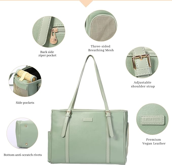 Fashion Dog Purse Pet Carrier Leather Bag for Small Dogs Cats Puppy, Portable Tote Bag Airline Approved Soft-Sided Carriers (Green)-PurrikoPets