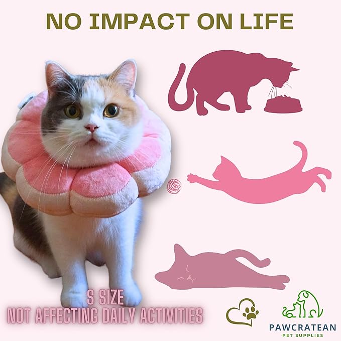 Adjustable Comfy Flower Style Elizabeth Collar for Cats and Puppies Soft Recovery Cone Pet Protective Neck Collar (Pink, Medium)-PurrikoPets
