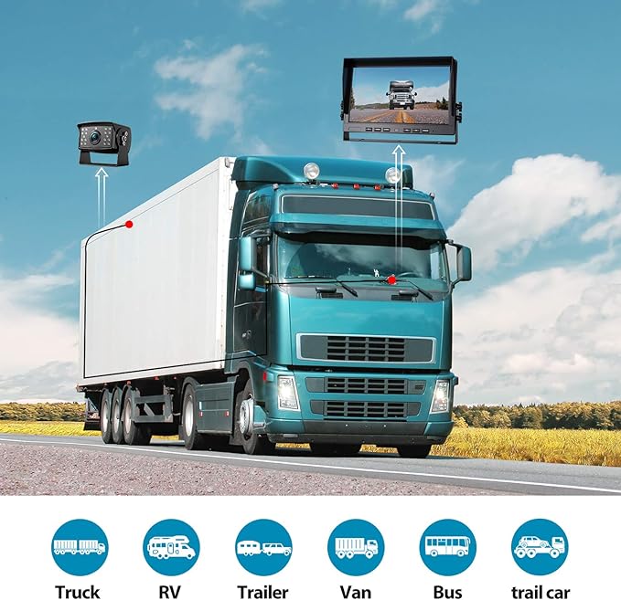 Fookoo Ⅱ 10" 1080P Wired Backup Camera System,10-inch HD Dual Split Screen Monitor with Recording IP69 Waterproof Rear View Camera Parking Lines Supports Up to 2 Cameras for Truck/Trailer/RV(DY101)-PurrikoPets