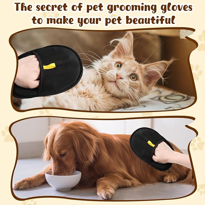 2Pcs Pet Hair Remover Glove,Static Pet Removal Gloves,Cat Grooming Gloves for Hair Removal,Reusable Double Sided Pet Hair Remover,for Couch,Furniture,Carpet,Curtain-PurrikoPets