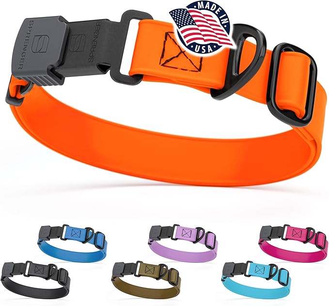 Dogline Biothane Waterproof Dog Collar with Herm Sprenger Stainless Steel Quick Release Buckle – Heavy Duty Tactical Durable Collar for Dogs – Comfortable and Safe Pet Collar, W 1" L 15-25", Orange-PurrikoPets