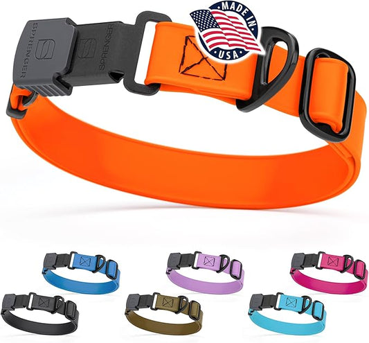 Dogline Biothane Waterproof Dog Collar with Herm Sprenger Stainless Steel Quick Release Buckle – Heavy Duty Tactical Durable Collar for Dogs – Comfortable and Safe Pet Collar, W 1" L 15-25", Orange-PurrikoPets