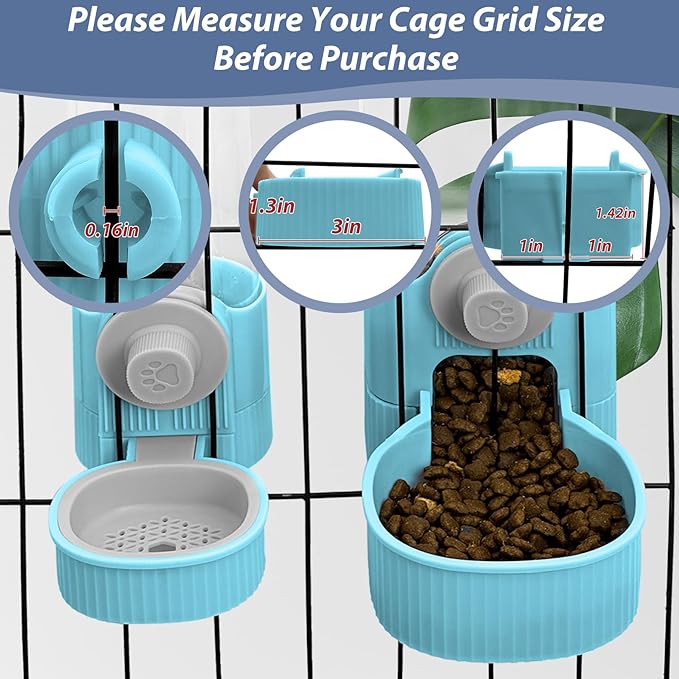 Fhiny Rabbit Food & Water Dispenser, Large Capacity Gravity Guinea Pig Feeder and Waterer Set for Cage Hanging Automatic Bunny Feeder for Bunny Guinea Pig Chinchilla Ferret Cat Puppy-PurrikoPets