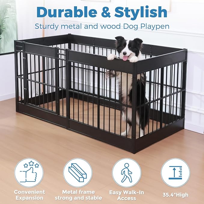 Dog Playpen, 31.5" Height Dog Pen Indoor, Heavy Duty, Safe and Sturdy, Furniture Style Puppy playpen-PurrikoPets
