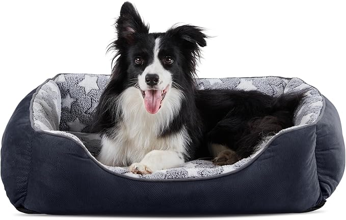 GASUR Rectangle Dog Bed for Large Dogs - Orthopedic, Durable and Anti-Slip. Cozy and Soft, Perfect for Sleeping. Warming Effect for Puppies. (M (30"x24"x9"), Black)-PurrikoPets