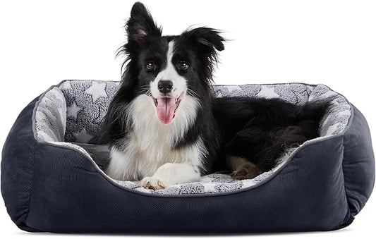 GASUR Rectangle Dog Bed for Large Dogs - Orthopedic, Durable and Anti-Slip. Cozy and Soft, Perfect for Sleeping. Warming Effect for Puppies. (M (30"x24"x9"), Black)-PurrikoPets