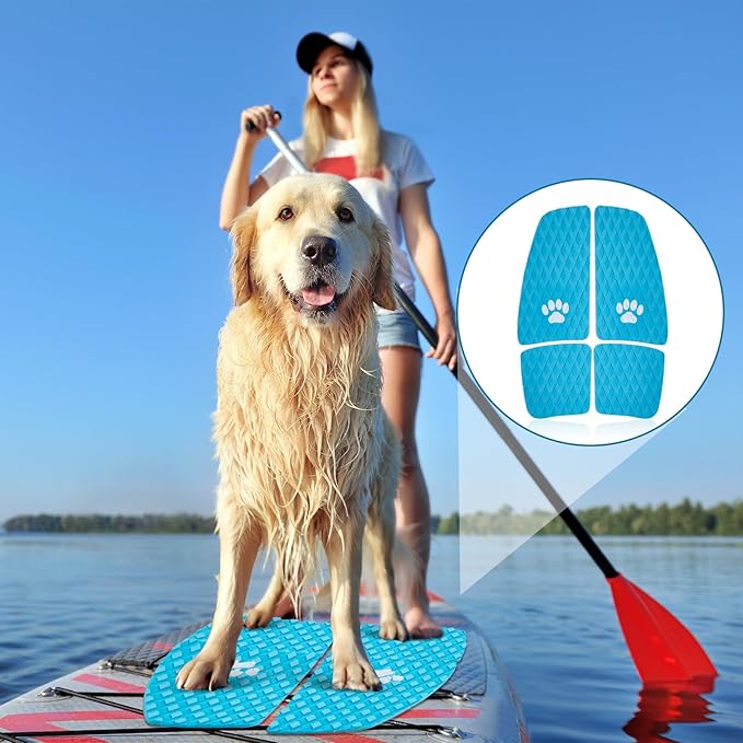 Dog Traction Pad Dog Paddle Board Kayak Accessories 21.2 x 15.3 Inch Non Slip Deck Grip Mat Surfboard Traction Good Grip EVA Foams for SUP Skimboard Paddleboard Surfboard-PurrikoPets