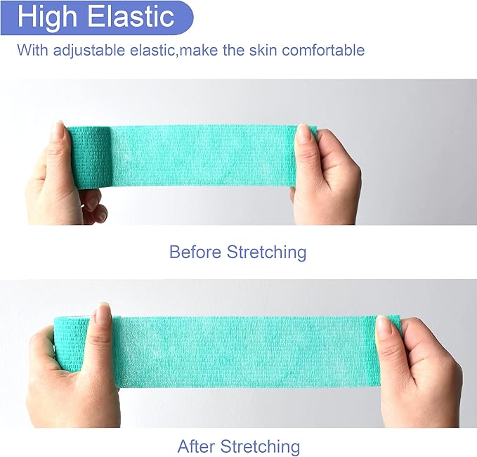 9 Pack 2" x 5 Yards Self Adhesive Bandage Wrap Self Stick Wrap for Ankle, Wrist, Finger, Sports, Breathable Cohesive Vet Tape for Pets (Middle Green)-PurrikoPets