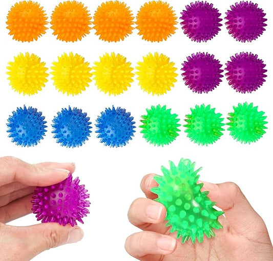 18pcs Fidget Spiky Ball Toys Stress Relief Sensory Toy for Kids Adults Toddlers, Squishy Squeeze Ball for Party Favors, Pinata Fillers, Goodie Bag Stuffers-PurrikoPets