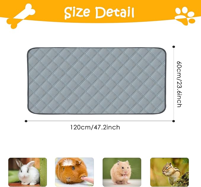 2 Pack Guinea Pig Cage Liners Washable Guinea Pig Bedding Waterproof | Super Absorbent | Non Slip | Reusable Guinea Pig Pee Pads for Small Animals Rabbit Hamster Rat - for Midwest 48" x 24"-PurrikoPets