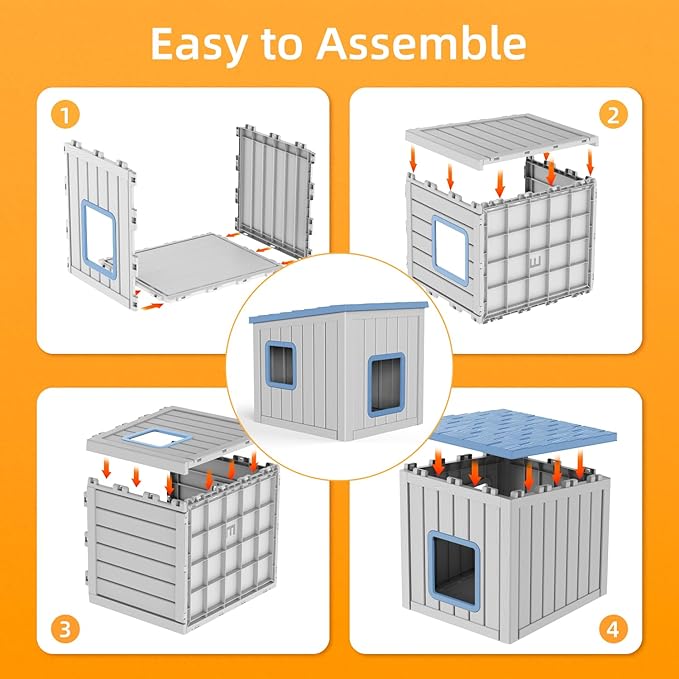 Dog House Small Dog Houses Outdoor with Sloped Roof Waterproof Ventilated Design Easy to Clean Elevated Floor Easy Assembly for Middle Sized Dogs-PurrikoPets