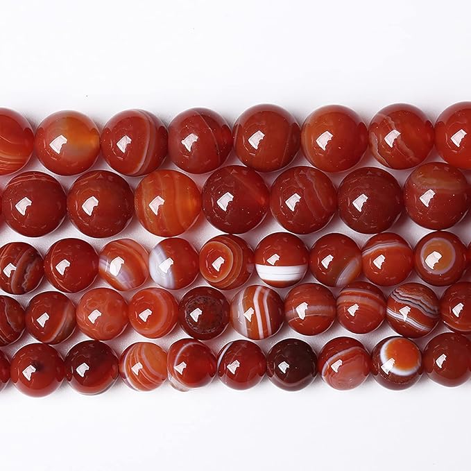 90PCS 4mm Natural Red Striped Agate Beads Round Loose Gemstone Beads for Jewelry Making DIY Bracelet Necklace 15 Inch,Energy Stone Healing Power (Red Striped Agate Beads, 4mm)