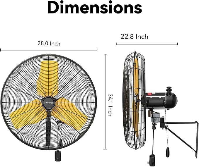 24 Inch 9500 CFM Waterproof Wall Fan Pro Series - Outdoor High Velocity Wall Mount Fan with Enclosed Motor for Residential, Warehouse, Patio, Shop, Garage, Barn UL Safety Listed-PurrikoPets