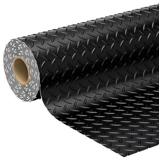 7.8 x 22 FT Garage Floor Mat, 2.8mm Thickness Diamond Plate Vinyl Garage Flooring Roll for Under Car, Large Size 172 SQFT for Large SUVs, MPV, Pickup Truck, RV, Black-PurrikoPets