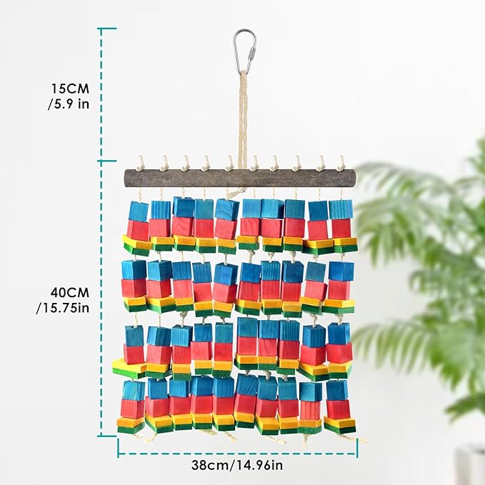 Extra Large Bird Toys, 21.6inch XL Macaw African Grey Parrot Chewing Toys, Natural Wooden Block Knots Tearing Toy Parrot Cage Accessories for Big Birds-PurrikoPets
