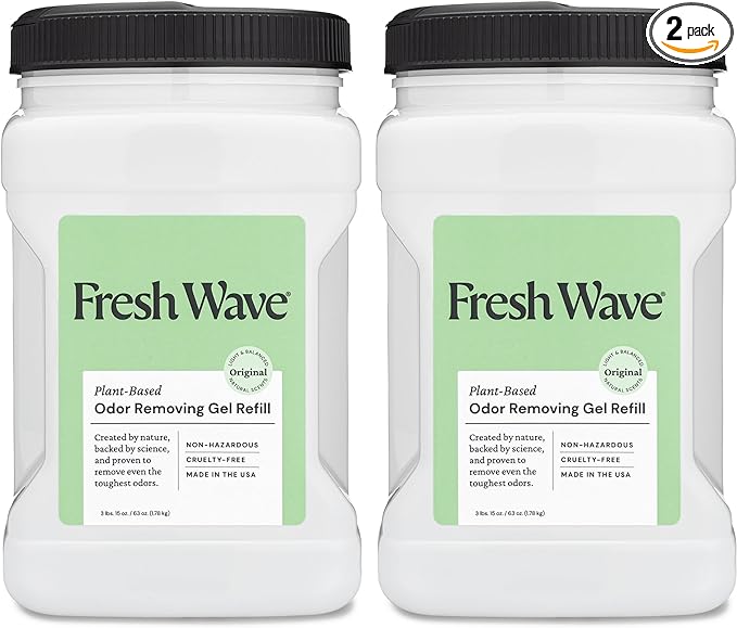 Fresh Wave Odor Removing Gel Refill, 63 oz., Pack of 2 - Safer Odor Absorbers for Home, Natural Plant-Based Odor Eliminator, Every 15 oz. lasts 30-60 Days, For Cooking, Trash & Pets-PurrikoPets