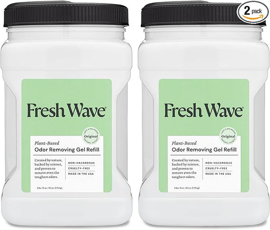 Fresh Wave Odor Removing Gel Refill, 63 oz., Pack of 2 - Safer Odor Absorbers for Home, Natural Plant-Based Odor Eliminator, Every 15 oz. lasts 30-60 Days, For Cooking, Trash & Pets-PurrikoPets