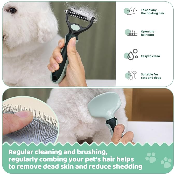 8-in-1 Pet Grooming Kit for Dogs & Cats - Includes Slicker Brush, Nail Clippers, Comb, Scissors, Toothbrush & Collapsible Bowl - Deshedding, Hair Trimming & Care Set, Travel Bag-PurrikoPets