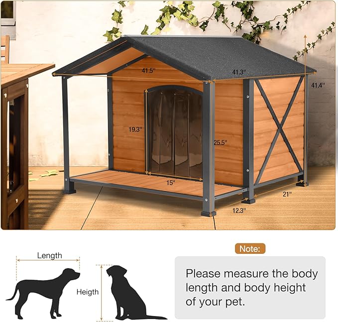 Extra Large Dog House Outdoor Weatherproof, Strong Metal Chew Proof Frame Dog Kennel for Small Medium Large Dogs-PurrikoPets