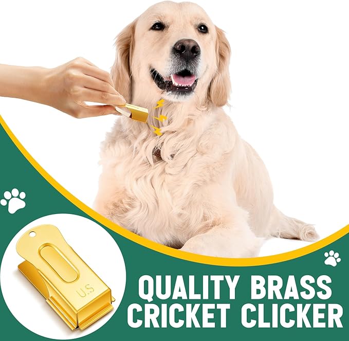 2 Pieces Brass Pet Training Clicker Signaling Cricket Clicker Metal Dog Clicker for Puppy Cats Trainer Pet Owners (Gold)-PurrikoPets