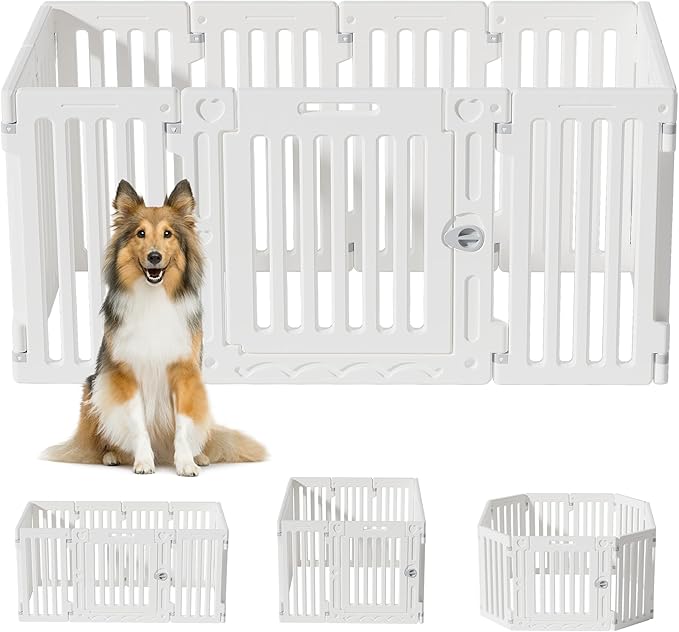 Dog Playpen with Door, DIY Shape Combination Puppy Pen,25.5" H 10-Panel Dog Fence,Non-Slip & Secure Pet Gate, Easy to Assemble-PurrikoPets