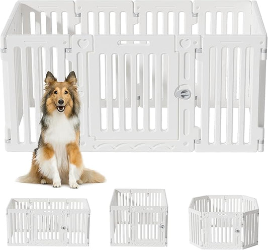 Dog Playpen with Door, DIY Shape Combination Puppy Pen,25.5" H 10-Panel Dog Fence,Non-Slip & Secure Pet Gate, Easy to Assemble-PurrikoPets