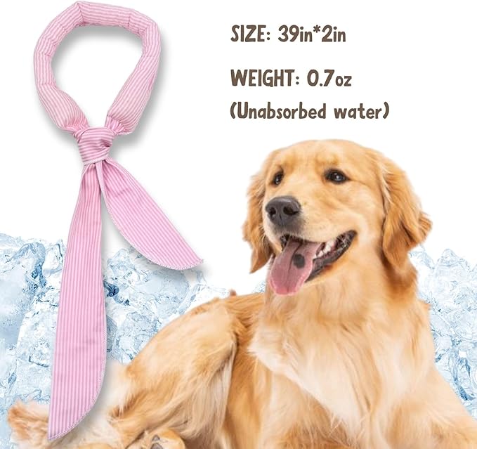 4pcs Cooling Scarf for Pets,Summer Cooling Scarves Keep Cats and Dogs Cool, Reused,Rrecycled,Suitable for Dogs (4pcs-Pink Stripe)-PurrikoPets