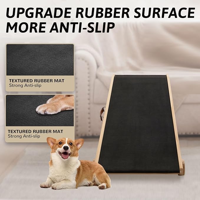 ABORON Dog Ramp,Adjustable Folding Pet Ramp for Bed,Couch,SUV - High Traction Portable Rubber Paw Ramps,Great for Small & Large Old Dogs & Cats, Supports up to 200 lbs-PurrikoPets