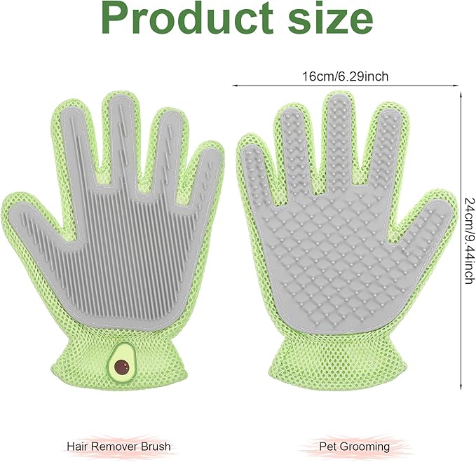 2 in 1 Pet Grooming Glove for Cats & Dogs, Efficient Deshedding Brush Pet Long Short Fur Removal Glove, Gentle Massaging Puppy Kitten Bathing Grooming Brush Tool, Easy Clean Floating Hair Mitt-PurrikoPets