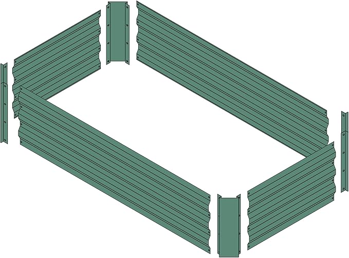 4x2x1ft Metal Raised Garden Bed Kit，Galvanized Garden Bed Box for Vegetables, Flowers, Herbs, and Succulents,60 Gallon Capacity - Green-PurrikoPets