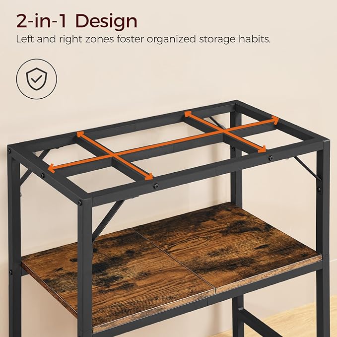 20 Gallon Fish Tank Stand, Aquarium Stand with 2-Tier Storage Shelves, Heavy Duty Breeder Turtle Terrarium Stand Rack for Home Office, 24.0" L x 11.8" W x 24.4" H, Rustic Brown FTHR2001-PurrikoPets