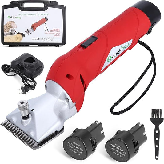 DUCKBOY Cordless Horse Clipper, Rechargeable Battery Powered Animals Shears Grooming Tools for Shaving Fur Wool Tool, Large Livestocks, Llamas, Cattle, Alpacas, Thick Coat Animals Trimmer-PurrikoPets
