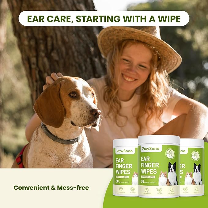 Dog Ear Finger Wipes for Dogs & Cats, 150 Count-PurrikoPets