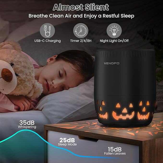 Air Purifiers for Home Bedroom up to 1076ft², True HEPA Air Filters Dust Pets Smoke Hair, 3 Fan Speeds Quiet, Timer Settings, Rechargeable Air Cleaner Office, Bedroom, Pets, Car(Black)-PurrikoPets