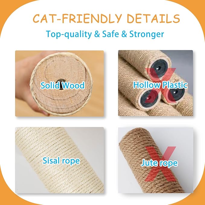 9-Piece Cat Wall Shelves and Perches for Wall, House, Lookout Tower, 2 Sisal Scratching Posts, 5-Step Wall Ladder, 7 Sisal Mat, Ideal Shelves for Wall - Sturdy Cat Wall Shelves for Large Cats-PurrikoPets