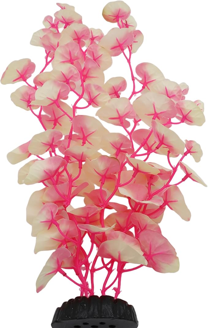 16 Inch Aquarium Fish Tank Plant Betta Fish Tank Decor,2 Pack Silk Aquarium Plants for Aquarium Decoration (White-Pink)-PurrikoPets