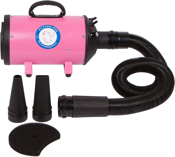 Flying Pig High Velocity Dog Pet Grooming Dryer w/Heater (Model: Flying One, Pink)-PurrikoPets
