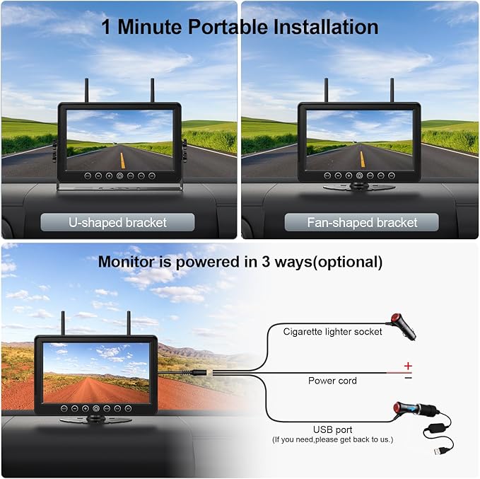 Fookoo HD 1080P 9" Magnetic Wireless Backup Camera,9" IPS Monitor, Rechargeable 2 Side View 2 Rear View Cameras, 1-Min Easy Install, Long Battery Life No Drilling IR Light for RV Truck Trailer DCX904-PurrikoPets