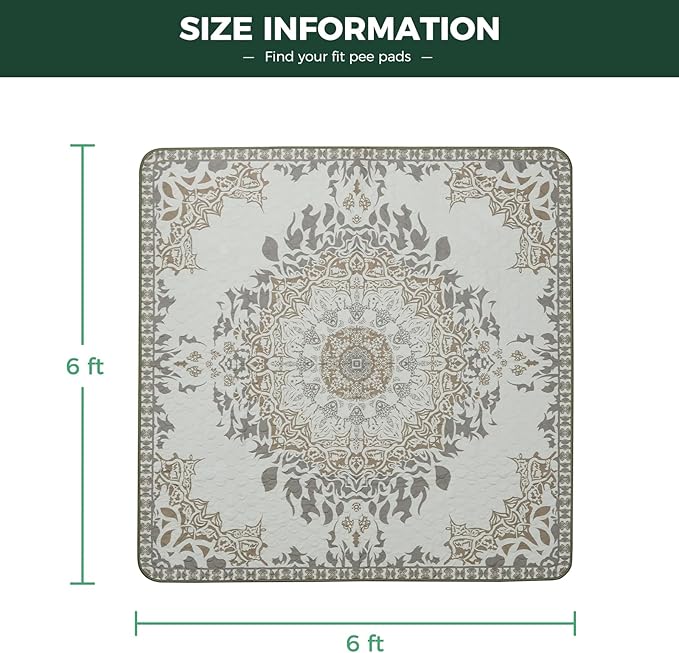 FXW Washable Pee Pads for Dogs, Puppy Pads with Super Absorbent, Specifically Designed for FXW Rollick/Homeplus 32 inch 8 Panels Dog Playpen, 71" Square, Boho, 1 Pack-PurrikoPets