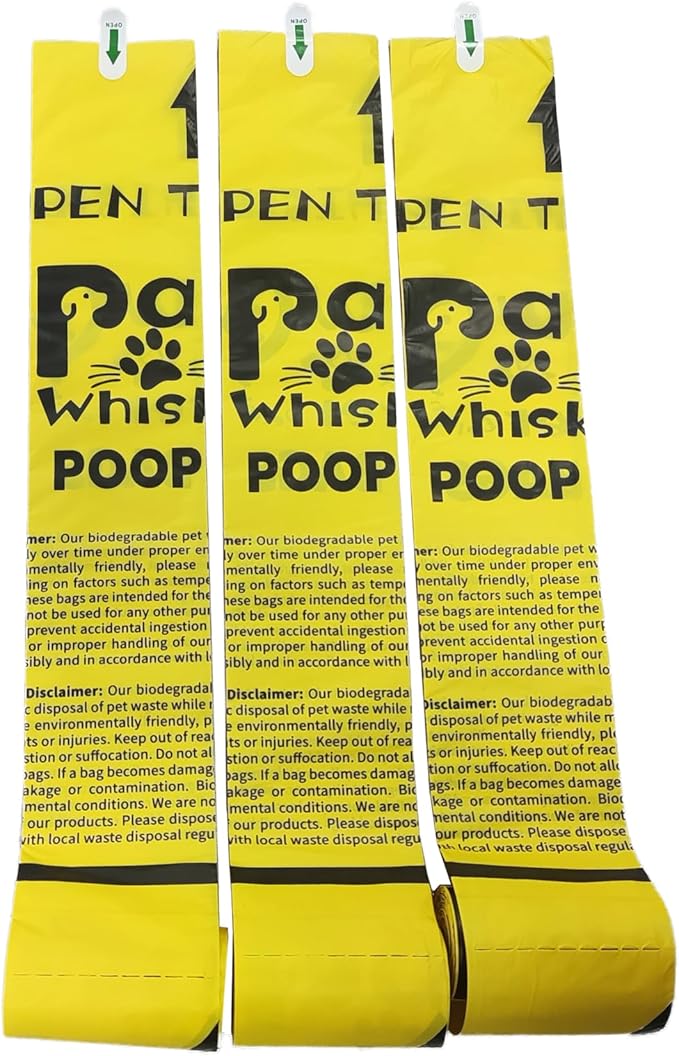 Dog Poop Bag, Biodegradable, Waste Bags with Dispensers, Guaranteed Leak Proof and Extra Thick, Certified Home Compostable, Plant-Based Dog Waste Bags, Eco-Friendly, 240 counts 16 rolls (Yellow, 16)-PurrikoPets