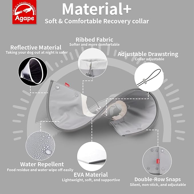 Agape Soft Cone for Cats & Small Dogs, Comfy Pet Cone to Stop Licking, Adjustable Cat E Collar Alternative After Surgery, Protective Elizabethan Collar for Pup & Kitty, Water Repellent Recovery Cone-PurrikoPets